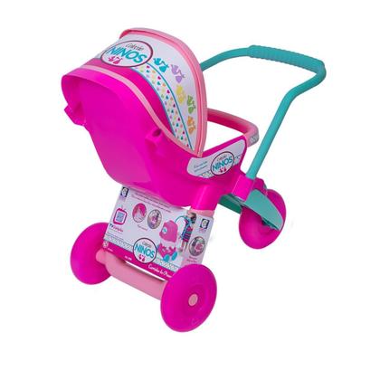 Imagem de Carrinho De Boneca 3 Rodas Para Passeio Coleção Ninos Infantil Rosa Baby Meninas Brinquedo Cotiplás
