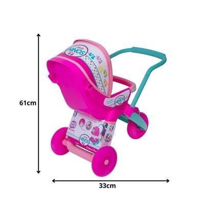 Imagem de Carrinho De Boneca 3 Rodas Para Passeio Coleção Ninos Infantil Rosa Baby Meninas Brinquedo Cotiplás