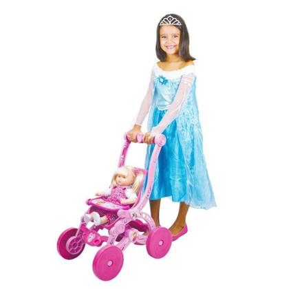 Imagem de Carrinho De Boneca Bebê Disney Princesas Rosa - Lider