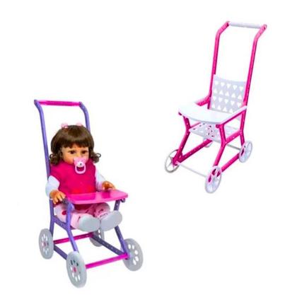 Imagem de Carrinho de Boneca Infantil Estilo Bebê Conforto com Rodinhas