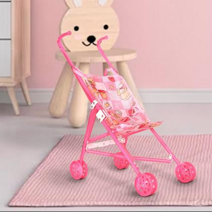 Imagem de Carrinho De Boneca Passeio Dobrável Menina Brinquedo Infantil Crianças Wellmix Rosa