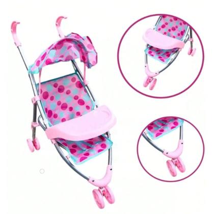 Imagem de Carrinho De Boneca Rosa Infantil Passeio Menina Bebe Reborn