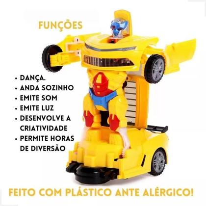 Imagem de Carrinho De Brinquedo Bate Volta Robô Transformer Luz E Som