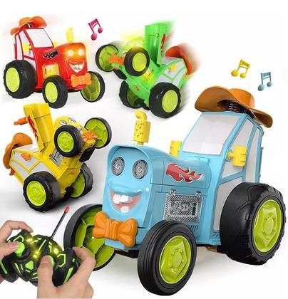 Imagem de Carrinho de Brinquedo Divertido Trator maluco Com Controle Remoto Som e Luzes