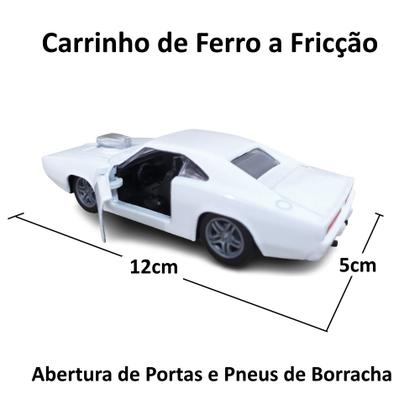 Imagem de Carrinho de Brinquedo Dodge Charger Branco Esportivo de Ferro a Fricção