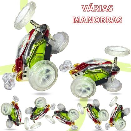 Imagem de Carrinho de Brinquedo Maluco com Controle Remoto Gira 360º com Luz Colorida e Som Full Vermelho