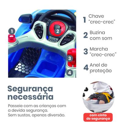 Imagem de Carrinho de Brinquedo Passeio Infantil BM Car Andador Empurrador Quadriciclo Bebê Menino Menina
