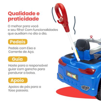 Imagem de Carrinho de Brinquedo Passeio Infantil BM Car Andador Empurrador Quadriciclo Bebê Menino Menina