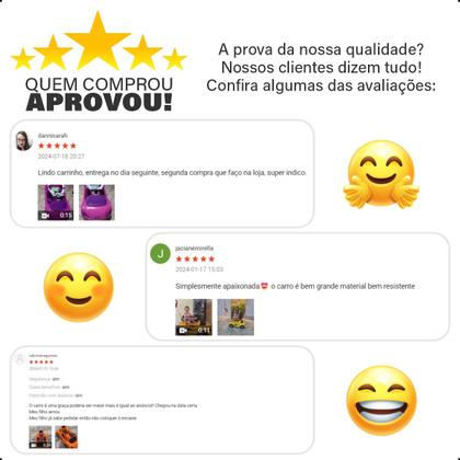 Imagem de Carrinho de Brinquedo Passeio MC Laram Andador Infantil Empurrador Quadriciclo Bebê Menino Menina