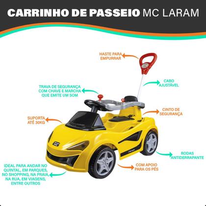 Imagem de Carrinho de Brinquedo Passeio MC Laram Andador Infantil Empurrador Quadriciclo Bebê Menino Menina