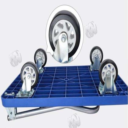 Imagem de Carrinho de carga plataforma dobravel armazem 4 rodas multiuso de aluminio ate 150kg transporte