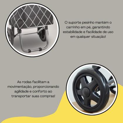 Imagem de Carrinho De Compras Carrinho De Feira Dobravel Super Leve