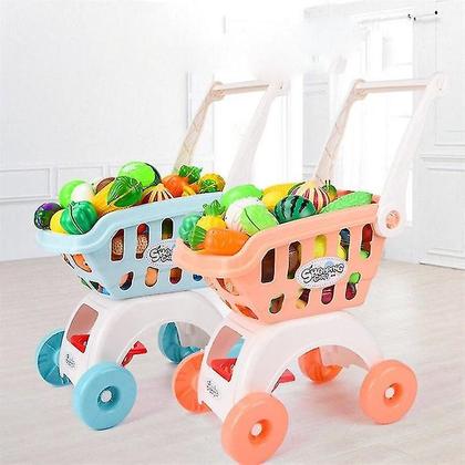 Imagem de Carrinho de compras de supermercado com cesta para brinquedos de frutas