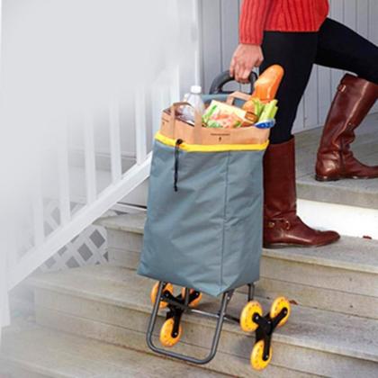 Imagem de Carrinho de Compras Dobrável 40kg  3 Rodas que Sobem Escadas com Facilidade, Ideal para Feira, Mercado e Transporte com Conforto