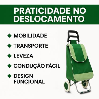 Imagem de Carrinho De Compras Dobrável Multiuso Feira Com Rodas Suporta ate 30 KG