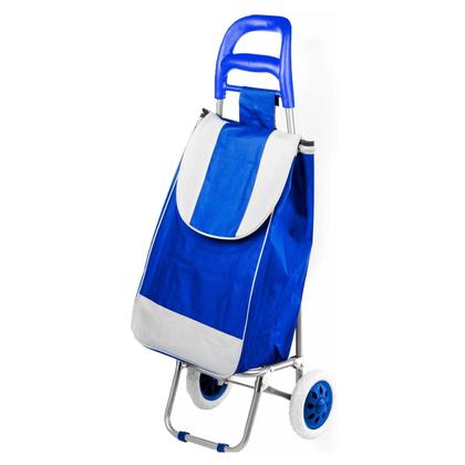 Imagem de Carrinho De Compras Feira Dobrável Com Rodas Suporta 30 Kg Duplo Compartimento