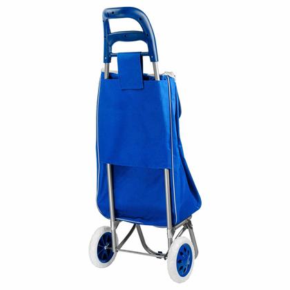 Imagem de Carrinho De Compras Feira Dobrável Com Rodas Suporta 30 Kg Duplo Compartimento