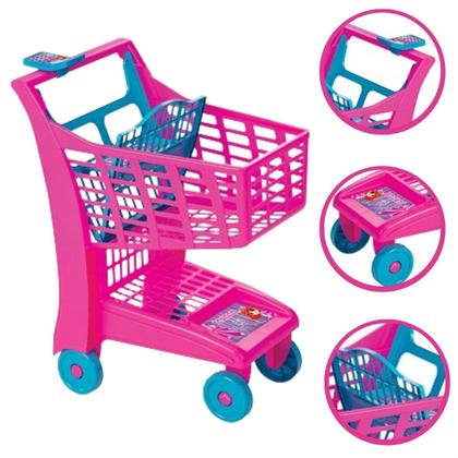 Imagem de Carrinho de Compras Mercadinho Meninas Infantil com Rodinhas