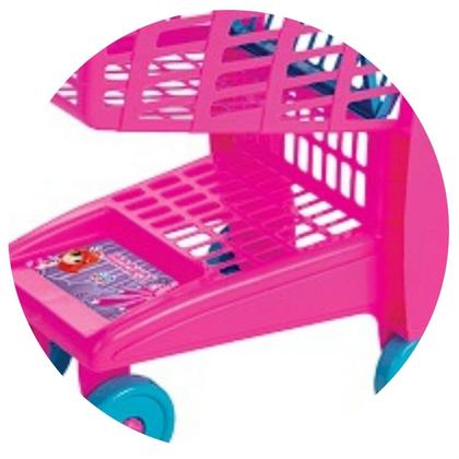 Imagem de Carrinho de Compras Mercadinho Meninas Infantil com Rodinhas