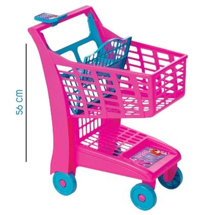 Imagem de Carrinho de Compras Mercadinho Meninas Infantil com Rodinhas
