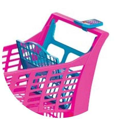 Imagem de Carrinho de Compras Mercadinho Meninas Infantil com Rodinhas