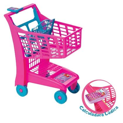 Imagem de Carrinho de Compras Mercadinho Meninas Infantil com Rodinhas