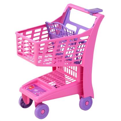 Imagem de Carrinho de Compras Mercadinho Meninas Infantil com Rodinhas