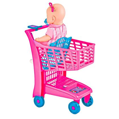 Imagem de Carrinho de Compras Mercadinho Meninas Infantil com Rodinhas - Magic Toys