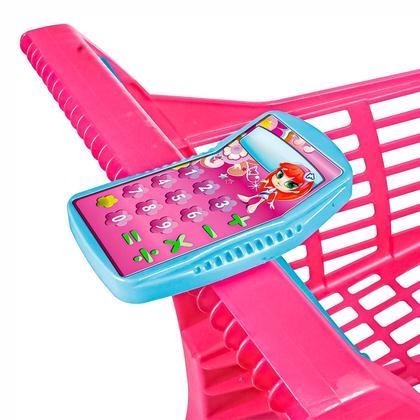 Imagem de Carrinho de Compras Mercadinho Meninas Infantil com Rodinhas - Magic Toys