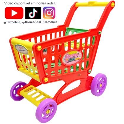 Imagem de Carrinho de Compras Mini Mercadinho com Rodinhas Kit com 2