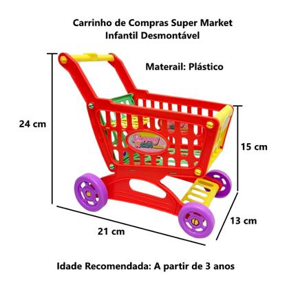 Imagem de Carrinho de Compras Mini Mercadinho com Rodinhas Kit com 2