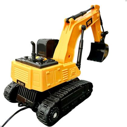 Imagem de Carrinho de Controle Com Fio Trator Escavadeira Move Pá Carro Brinquedo Meninos