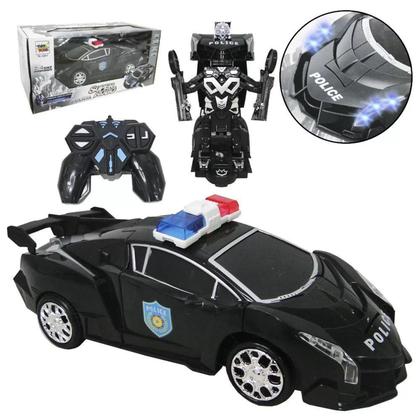 Imagem de Carrinho de Controle Remoto 2 em 1 Polícia Transformers Robô com Som e Luzes