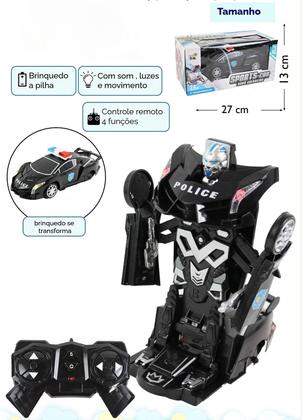 Imagem de Carrinho de Controle Remoto 2 em 1 Polícia Transformers Robô com Som e Luzes
