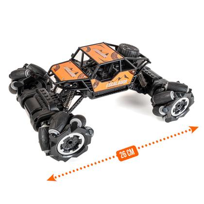 Imagem de Carrinho de Controle Remoto Brinquedo Infantil Recarregável Pick-up 4x4 8 Funções Horizontal Giro 360º Amarelo