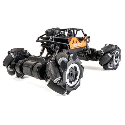 Imagem de Carrinho de Controle Remoto Brinquedo Infantil Recarregável Pick-up 4x4 8 Funções Horizontal Giro 360º Amarelo