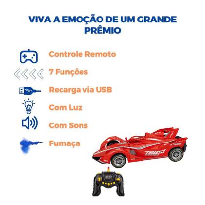 Imagem de Carrinho de Controle Remoto com 7 Funções Solta Fumaça com Luzes Grand Prix Crianças