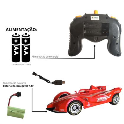 Imagem de Carrinho de Controle Remoto com 7 Funções Solta Fumaça com Luzes Grand Prix Crianças