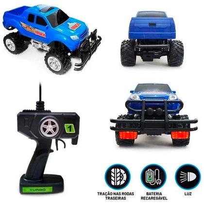Imagem de Carrinho de Controle Remoto - Monster Truck - 7 Funções - Azul - Polibrinq