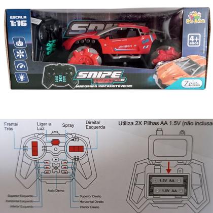 Imagem de Carrinho de Controle Remoto Recarregável Gira 360g 2,4g Art Brink