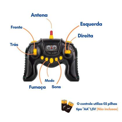 Imagem de Carrinho de Controle Remoto Solta Fumaça com 7 Funções com Luzes Grand Prix