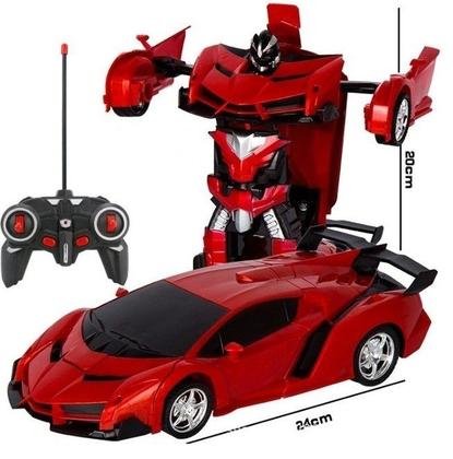 Imagem de Carrinho de Controle Remoto Transforma em Robô 2 em 1 Vermelho Á Pilha Com Luz