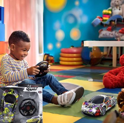 Imagem de Carrinho De Controle Remoto Vermelho e Azul Farol De Led Esportivo Para Crianças e Diversão Brinquedo Crianças SuperCars