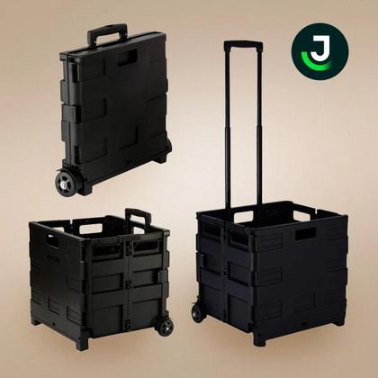 Imagem de Carrinho De Feira Dobrável Reforçado 42x36,5x39,5cm Portátil Com Rodas Resistentes Leve E Prático Para Compras, Mercado, Viagens E Transporte De Itens