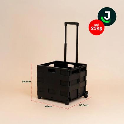 Imagem de Carrinho De Feira Dobrável Reforçado 42x36,5x39,5cm Portátil Com Rodas Resistentes Leve E Prático Para Compras, Mercado, Viagens E Transporte De Itens