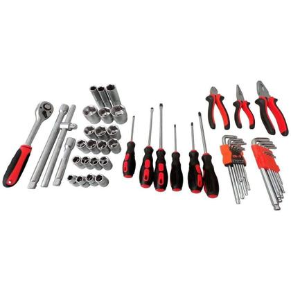Imagem de Carrinho de Ferramentas Vermelho 7 Gavetas Com 49 Peças + 2