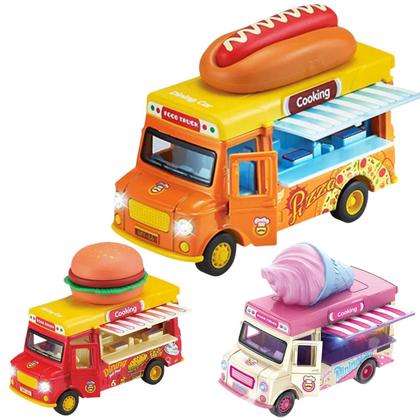 Imagem de Carrinho de Ferro A Fricção Miniatura Colecionador Food Truck Com Luz de Led e Musical