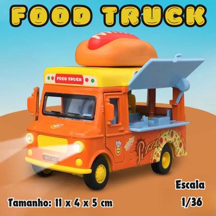 Imagem de Carrinho de Ferro A Fricção Miniatura Colecionador Food Truck Com Luz de Led e Musical