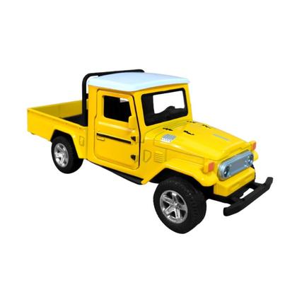 Imagem de Carrinho de Ferro Caminhonete Antiga Fricção Abre Portas Amarela