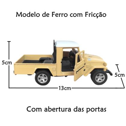 Imagem de Carrinho de Ferro Caminhonete Antiga Fricção Abre Portas Marrom